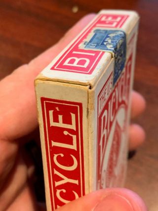 Vintage BICYCLE FAN BACK PLAYING CARDS w/ Box c.  1910s TAX STAMP 808 RED 4