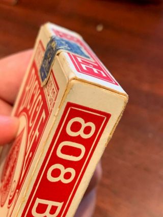 Vintage BICYCLE FAN BACK PLAYING CARDS w/ Box c.  1910s TAX STAMP 808 RED 5