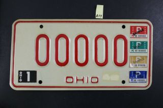 Vintage 1976 Ohio Sample License Plate 00000 Sample Stickers 1978 1979 1980 (a17