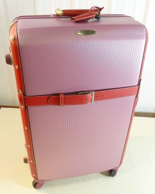 Samsonite Black Label Hard Side Trunk 32” Suitcase Pink Spinner Vintage Look