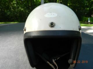 VINTAGE Child ' s?? BELL TOPTEX HELMET MOTORCYCLE WHITE SIZE 7 STP Sticker 60 ' s? 3