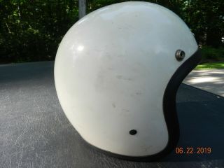 VINTAGE Child ' s?? BELL TOPTEX HELMET MOTORCYCLE WHITE SIZE 7 STP Sticker 60 ' s? 4