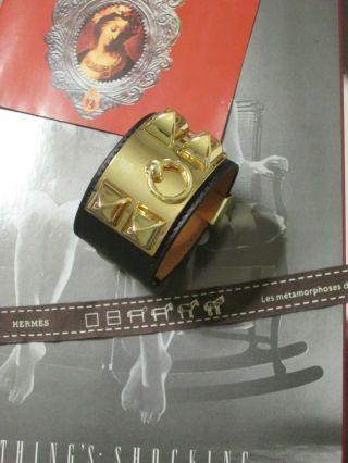 Vintage Hermes Collier De Chien Bracelet CDC Black / Noir and Gold 3