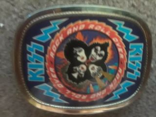 Vintage 1977 Kiss Rock And Roll Over Pacifica Belt Buckle Aucoin Rare Htf