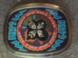 VINTAGE 1977 KISS ROCK AND ROLL OVER PACIFICA BELT BUCKLE AUCOIN RARE HTF 4
