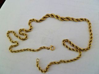 Vintage Rope Style 14k Solid Gold Necklace 20 " Long And 15.  7 Gr Weight