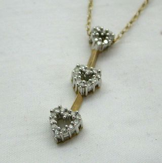 Very Pretty Vintage 9 Carat Gold And Diamond Heart Pendant And Chain