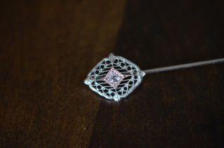 Art Deco Platinum Filigree Diamond Stick Pin