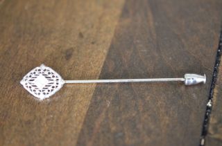 ART DECO PLATINUM FILIGREE DIAMOND STICK PIN 2