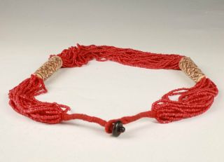 Rare Chinese Coral Cattle Bone Hand Carving Buddhist Necklace Spiritual Gift
