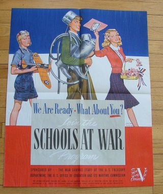 Schools At War Poster World War Two Wwii 22 " X 27 "