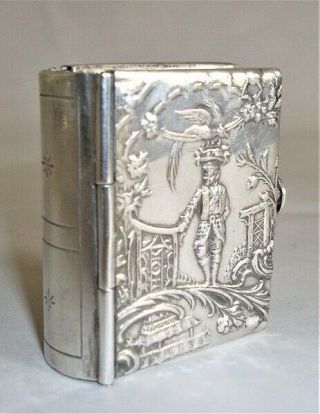 Antique Japanese 950 Sterling Silver Miniature Figural Book Diary