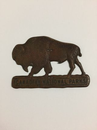 EXTREMELY RARE 1920 ' S BUFFALO LICENSE PLATE TOPPER NATIONAL PARK TIN SIGN CANADA 4