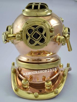 U.  S Navy Mark V 6 " Inch Diving Divers Helmet Brass And Copper Finish Decorative