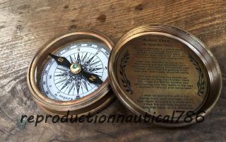 Nautical Brass Compass Maritime Robert Frost Stanley London Antique Compass 2.  5 "