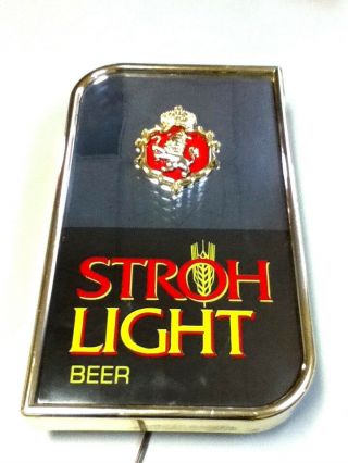 Stroh Light Beer Sign Vintage Motion Prestige Bar Lighted Spinning Color Strohs