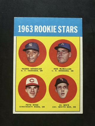 1963 Topps 537 Rookie Stars Pete Rose Rc With Centering - Rare