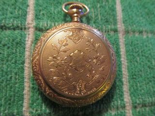 Vintage Lady Waltham 14 Kt Pocket Watch 1 1/2 Inches Round