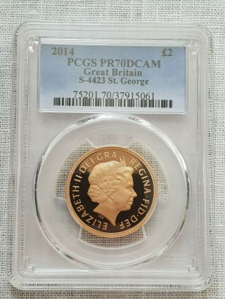 2014 Gold Proof 2 Pounds Double Sovereign Coin Pcgs Pr70 Dcam Rare Low Mintage