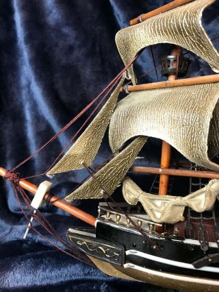 Detailed Carved Wood Model Sailing Ship - The Red Jacket - 11 1/2 