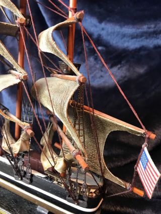 Detailed Carved Wood Model Sailing Ship - The Red Jacket - 11 1/2 