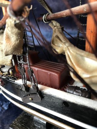 Detailed Carved Wood Model Sailing Ship - The Red Jacket - 11 1/2 