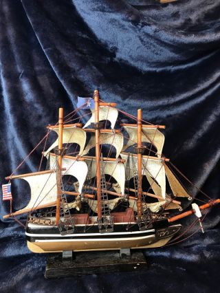 Detailed Carved Wood Model Sailing Ship - The Red Jacket - 11 1/2 