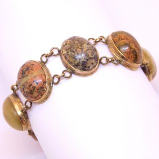 Antique Agate Specimen Bracelet 10k Gold Clasp