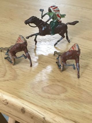 3x Johillco Lead Toy Native American Indians On Horseback
