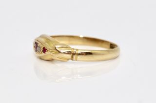 A Lovely Antique Edwardian 18ct Gold Rose Cut Diamond & Ruby Five Stone Ring 3