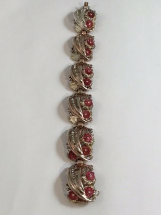 Rare Vintage Art Deco Sterling Rhinestone Trifari Fruit Salad Glass Bracelet