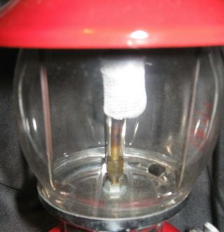 Vintage Coleman 200A ? Round Globe Red Lantern w/ Red Metal Carry Case 7
