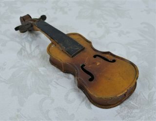 Antique 1930s Tin & Wood Childs Musical Instrument Violin Made In Czechoslovakia