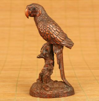 Antique True To Life Old Boxwood Parrot Statue Figure Collectable Netsuke Gift