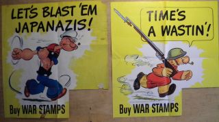 2x World War 2 Poster,  Vintage Wwii " Popeye "