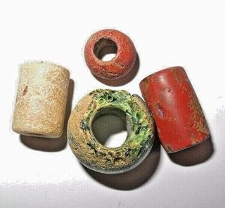 4 Viking Era Glass Beads - Circa 800 To 1200 Ad - Found In The Crimea