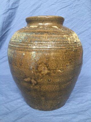 Rare 19th Century South East Asian Martaban Stoneware Rice Wine Storage Jar