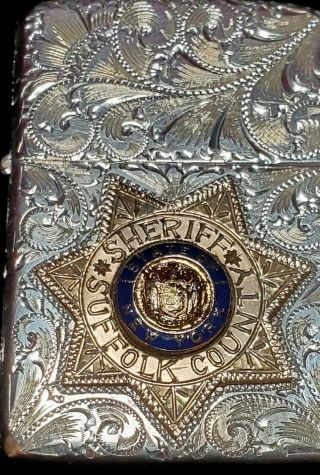 Zippo Lighter vintage engraved sterling/gold badge York sheriff 7