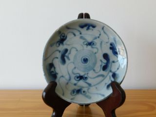 C.  17th - Antique Chinese Blue & White Ming Spiral Pattern Porcelain Plate