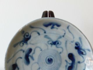 c.  17th - Antique Chinese Blue & White Ming Spiral Pattern Porcelain Plate 3