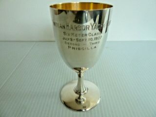 " Indian Harbor Yacht Club 1927 " Gorham Sterling Silver Goblet Trophy