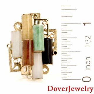 Estate Multicolor Jade Onyx 14K Yellow Gold Cocktail Ring 8.  3 Grams NR 4