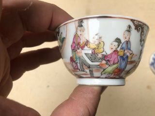 Antique Yongzheng Period Chinese Porcelain Tea Bowl People Games Middle 18thC 5