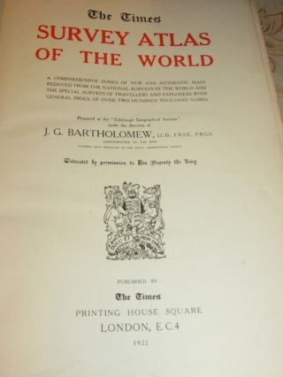 Antique Book Of The Times Survey Atlas Of The World - 1922 2