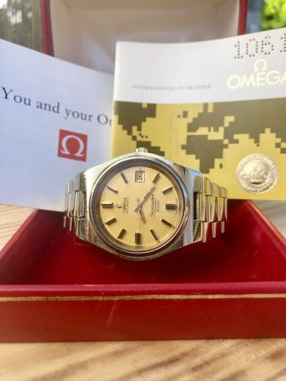 Omega Vintage Seamaster Gold Cosmic 2000 Mens Automatic Watch With Papers & Box