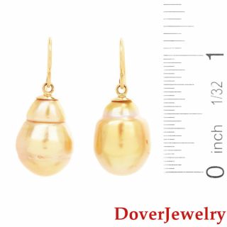 Estate Golden 13mm South Sea Blister Pearl 14K Gold Dangle Earrings 8.  0 Grams NR 4