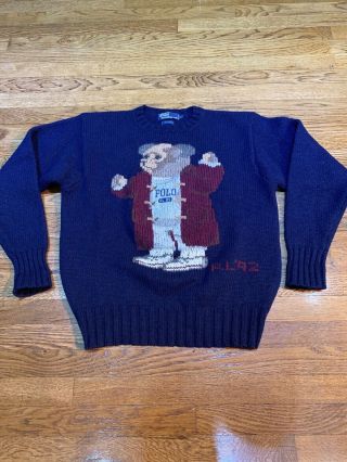 Vintage Polo Ralph Lauren Bear Knit Sweater Grandpa Bear Knit Flawless L