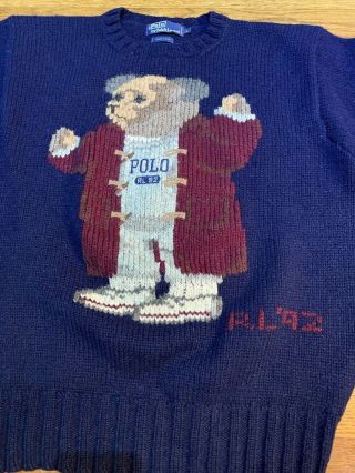 Vintage Polo Ralph Lauren Bear Knit Sweater Grandpa Bear Knit FLAWLESS L 2