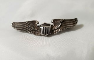 Vintage Sterling Silver Amico Wwii Army Air Force Pilot Wings Pin 2 "
