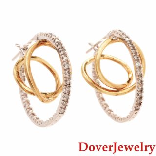 Estate Diamond 10k Gold Inside Outside Multi - Hoop Earrings Nr